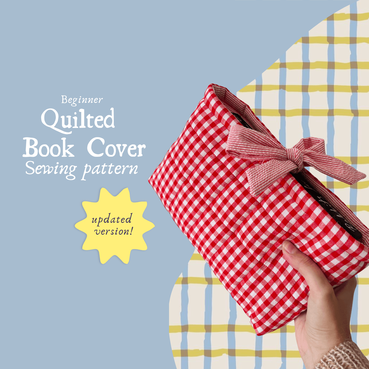 Quilted Book Cover Sewing Pattern | Beginner Friendly | Instant PDF Download | Updated Version - Image 1